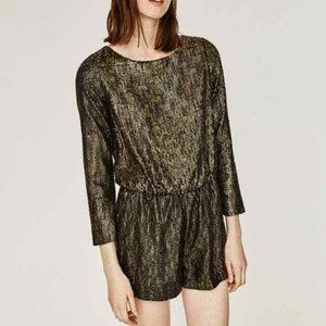 Zara Gold Sequin Romper - NWT Size XS